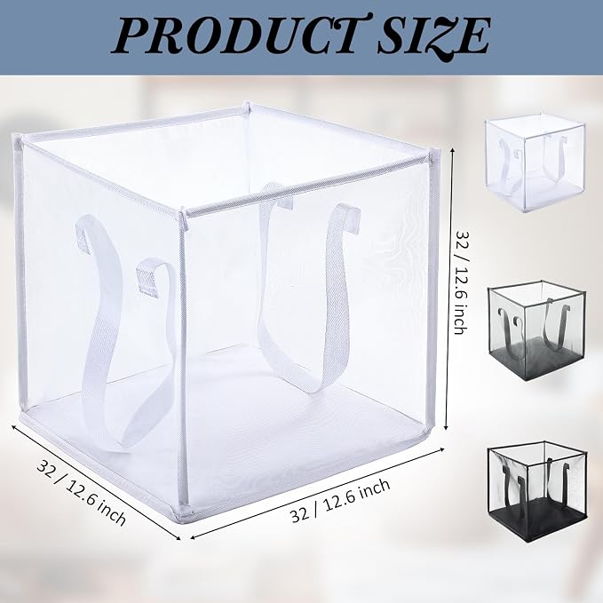 Zopeal 6 Pack Collapsible Mesh Laundry Basket, Multicolor, Single-layer | 13 Inch Square with Handles, Portable Foldable Hamper, Mesh See-through, Space Saving for Dorm Bedroom Laundry Room - Image 2