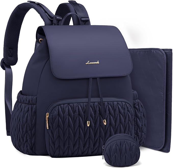 LOVEVOOK Diaper Bag Backpack, Small Baby Bag, Cute Baby Diaper Bag, Stylish Water-Resistant Travel Baby Bag for Mom, Baby Backpack with Changing Pad, Stroller Straps -Blue by LOVEVOOK