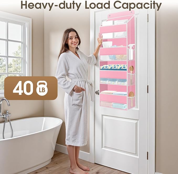 1Pack Over The Door Organizer Large Capacity Hanging Storage Room Organizer | 40 lb Capacity, Ultra-Sturdy, Foldable, Mesh Design with Clear Window, Space-Saving Organizer for Pantry, Nursery & Closet - Image 5