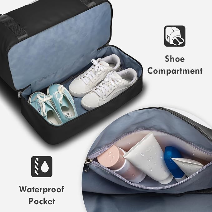 WOOMADA Weekender Overnight Bag for Women, Shoulder Travel Duffel with Shoes Compartment,Gym Bag with Toiletry Bag - Image 5