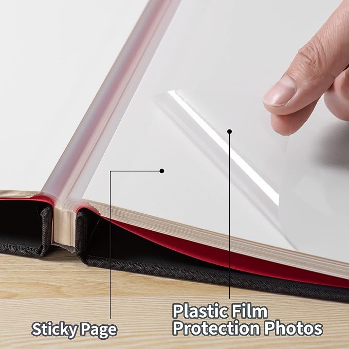 Large Photo Album Self Adhesive 4x6 8x10 10x12 13"x12.8" Magnetic Scrapbook Album 12.6"x11" Inch 40 Pages Linen Cover DIY Photo Album with A Metallic Pen and DIY Stickers(Black) - Image 3