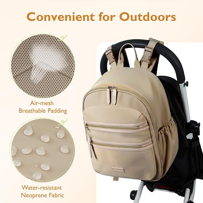 mommore Diaper Bag Backpack, Neoprene Mini Travel Bag for Newborn | Water-resistant neoprene Small diaper backpack with Insulated Pockets & Stroller Straps - Image 5