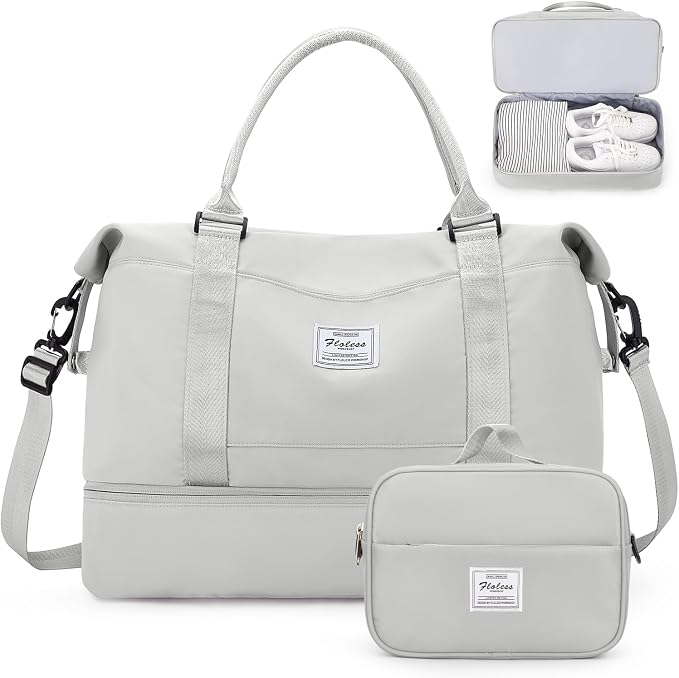Weekender Bags for Women, Personal Item Travel Bag with Shoes Compartment | Overnight Travel Duffel Bag with Toiletry Bag, Airplane Friendly Carry-On Bag by SYCNB