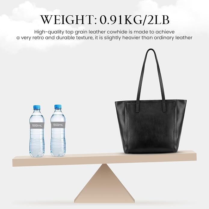 befen Vintage Genuine Leather Work Tote Bag for Women, Tote Bag with Zipper | Large Tote Bag with Zipper Leather Purse and Handbags with Compartment, Vintage Genuine Leather Work Tote Bag for Women - Image 6
