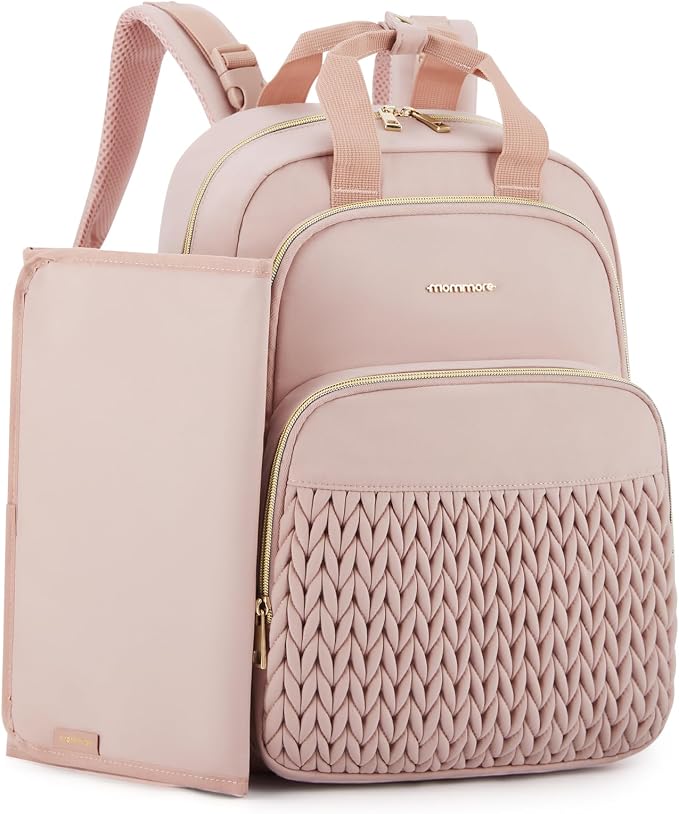 mommore Diaper Bag Backpack, Large Travel Baby Bag for Daily Essentials | Stylish Diaper Backpack for Toddler, Insulated Pockets, Changing Pad & Stroller Straps for Outdoor Trip by mommore