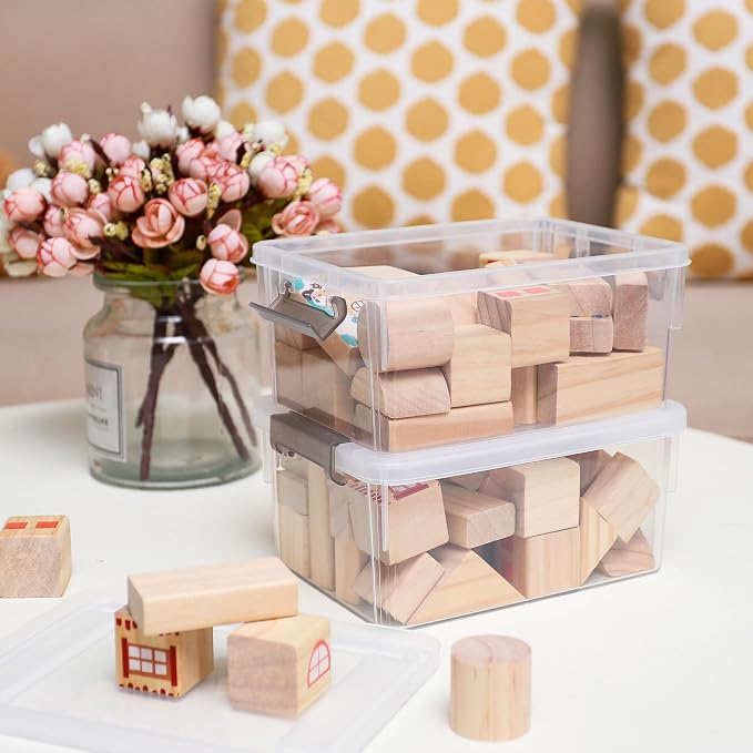 8Packs 3.2Qt Small Clear Storage Bins with Lids, Plastic (Pack of 2) - Image 6