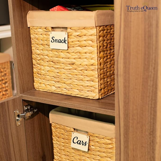 Water Hyacinth Storage Baskets For Organizing, Wicker Baskets For Storage Cube Organizer, Rattan Basket Set, Woven Basket Organizer, Canastas Para Organizar, Cube Shelf, Cubes Bins 12x12 In, 4 Psc - Image 7