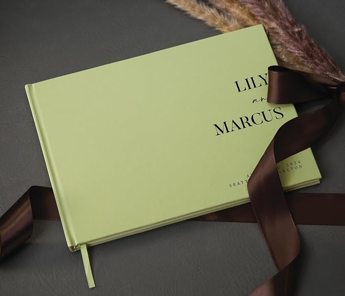 Personalized Guest Book - 11.5" x 8.5" Premium Custom Guest Signing Book with Bookmark and Blank Pages for Wedding Reception Table Decoration Engagement Birthday Party Event, Sage - Image 6