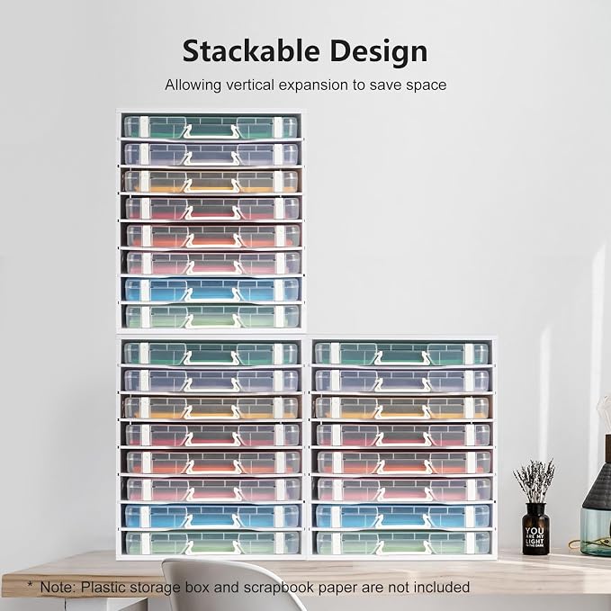 Krafetto 8 Large Slots Scrapbook Paper Storage Organizer Rack | Holding 12 x 12 Paper Storage Pouch, Desktop Papers Organizer Holder, File Sorter for Home, Office, School - Image 8
