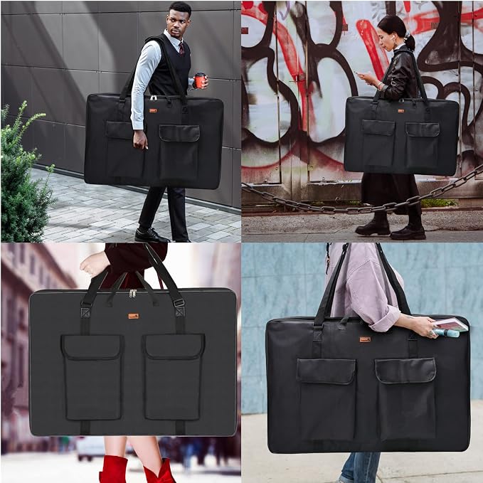 TreochtFUN Art Portfolio Case 24 X 36, Portfolio Bag Soft Water Resistant | Large Art Carrying Case with Tote & Strap,A1 Folder for Artwork Storage for Large Poster Board Drawing Supplies (black) - Image 3