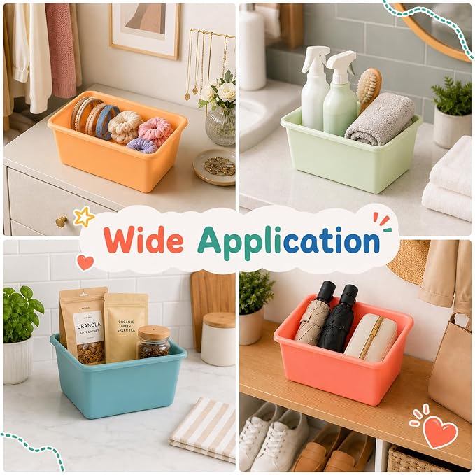 gisgfim 24 Pack Plastic Cubby Storage Bins Crew Toy Stackable Bin Classroom Plastic Cubby Bins Stackable Storage Containers Classroom Book Bin for Student Teacher School Office Home(Morandi) - Image 6