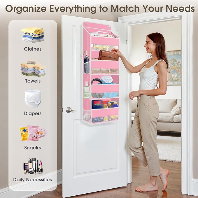 2 Pcs Over The Door Organizer Large Capacity Hanging Storage Room Organizer | 40 lb Capacity, Ultra-Sturdy, Foldable, Mesh Design with Clear Window, Space-Saving Organizer for Pantry, Nursery & Closet - Image 6