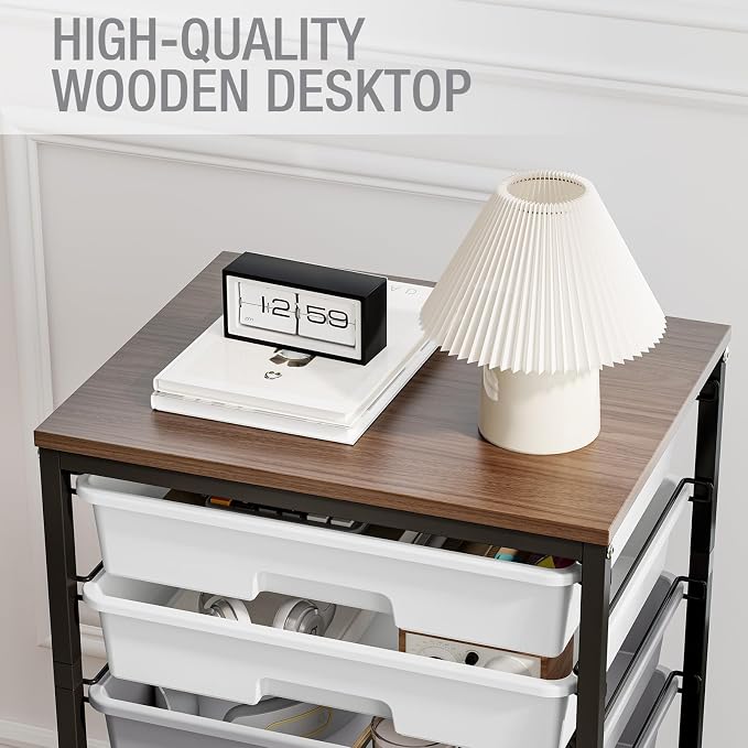Rolling Storage Cart with 8 Drawers, Utility Cart on Wheels with Wooden Tabletop, Utility Cart for Teacher Storage, Office Organizer, Classroom Storage Cart, Craft Storage, Grey | Utility Cart on Wheels with Wooden Tabletop,Teacher Organization for Cla... - Image 6