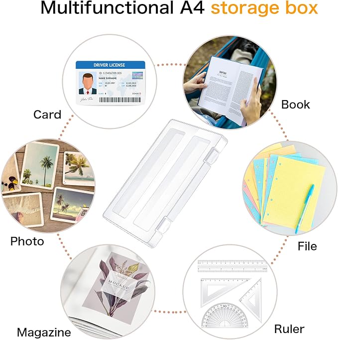 Outus 6 Pieces A4 File Box Paper Photo Storage Box A4 Portable Project Case Clear Plastic Document Magazine Organizer for Back to School Office Supplies Accessories - Image 4