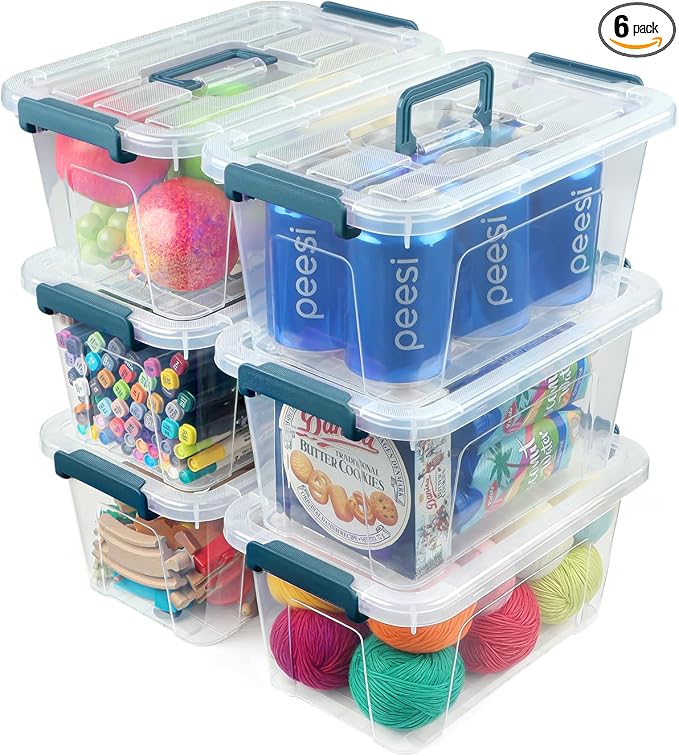 EOENVIVS Clear storage bins with lids 6 Pack, 7 Quart storage containers with lids, Stackable storage box Organizer for organizers and storage, Bedroom, Office, Classroom, Playroom & shoe boxes by EasyCozyHomey