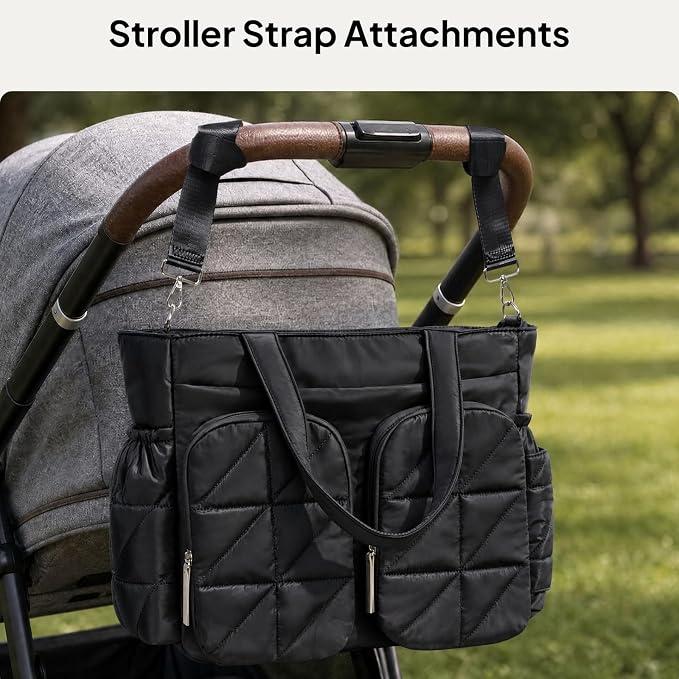 TOPEAST Diaper Bag Tote, Quilted Puffer Baby Bag with Insulated Pockets, Lightweight Hospital Bag for Mom & Dad, Travel, Work - Image 8