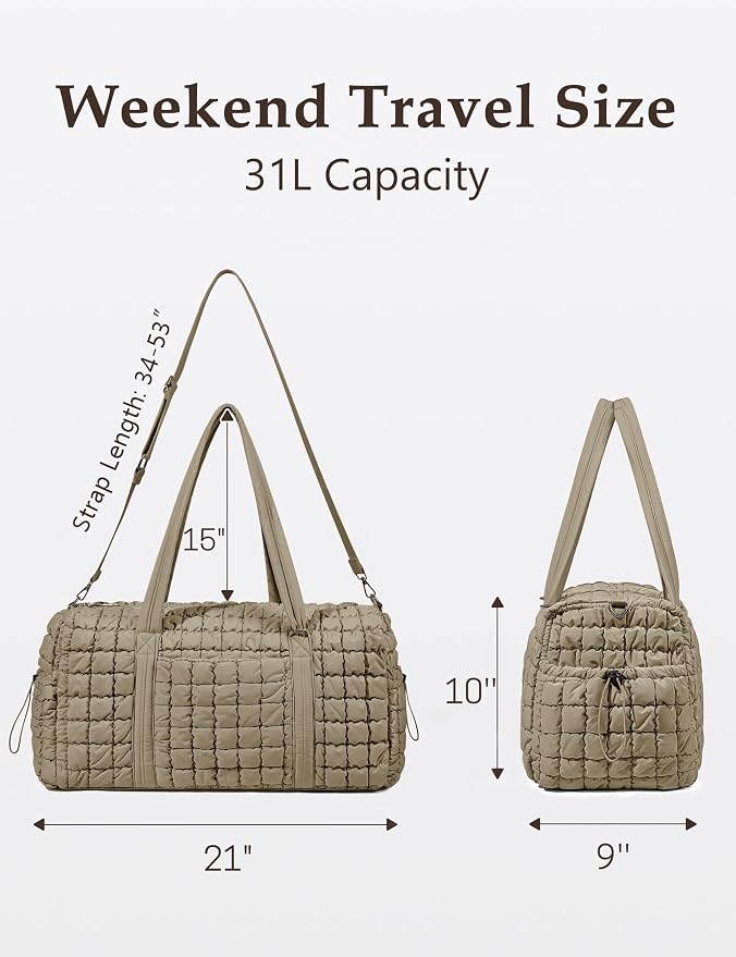 Quilted Travel Duffle Bag Puffer Weekender Bag Overnight Bag Duffel Gym Bag | Medium Soft Puffy Carry-On for Women, Large Lightweight Personal Item Travel Bag for Trips Business Sport Airplane Hospital - Image 4