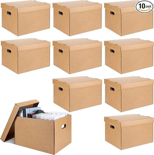 10 Pcs 15 x 12 x 10 Inch Archival Storage Cartons Bulk, Acid Free Buffered Corrugated Board Ready-To-Assemble Photo Storage Box for Storing Documents Magazines Photos Cards(Kraft) by Kritkin