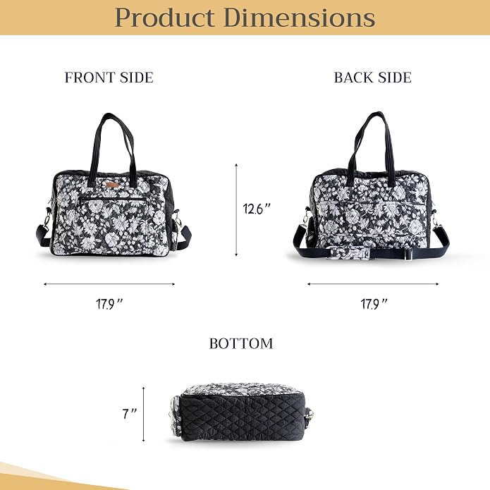 Maison d' Hermine Weekender Bags for Women Cotton Quilted Duffel Overnight Luggage Weekend Bag for Men Gym Gifts Travel | Overnight Luggage Weekend Bag for Men Gym Sports Gifts Duffle bag Business Travellers Trip Spring Summer - Image 5