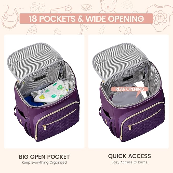 LOVEVOOK Diaper Bag Backpack Large Capacity Baby Bag with Portable Changing Pad, Multifunction Baby Travel Backpack - Image 3