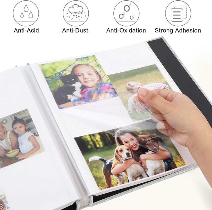 Zesthouse Large 18In Photo Album Self Adhesive 60 Pages, Scrapbook Albums with Sticky Page Holds 10x12 & 8x10 & 5X7 & 4x6 Pictures, DIY Photo Book Ideal Gift for Family Wedding Baby - Image 2