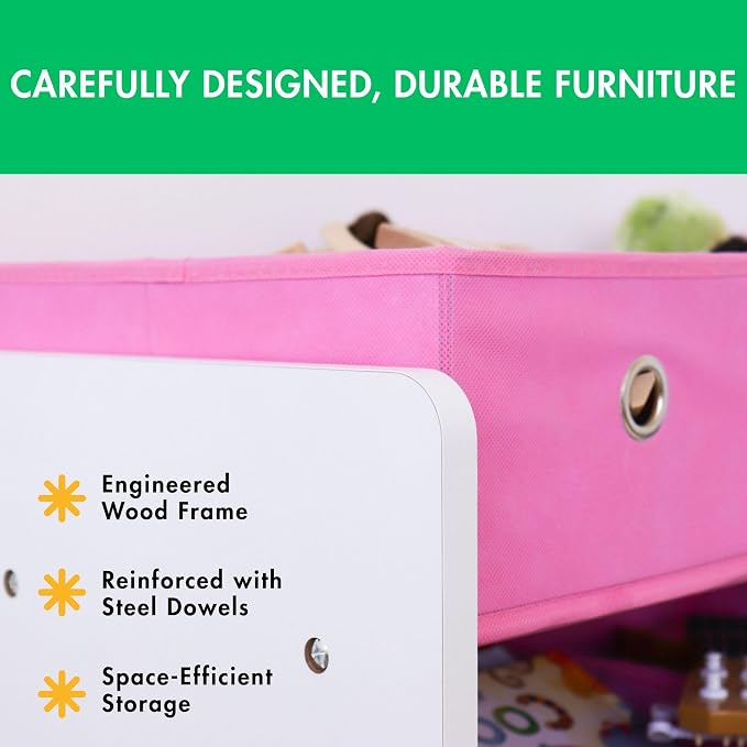 Humble Crew Kids Toy Organizer with 9 Fabric Bins, 3 Tier Storage Shelf | Sturdy wood and steel toddler frame, collapsible containers, wall anchor anti-tip safety kit for playroom, bedroom, classroom - Image 6