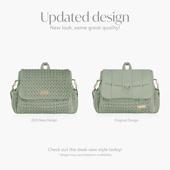 Hannah & Sophia Belle Convertible Baby Diaper Backpack & Bag in Sage Green, Large Size, Dual Sided Water Resistant Changing Mat Included, Detachable Shoulder Straps, Easy To Use | Waterproof Changing Pad, Spacious, Multiple Pockets & Insulated Bottle H... - Image 2