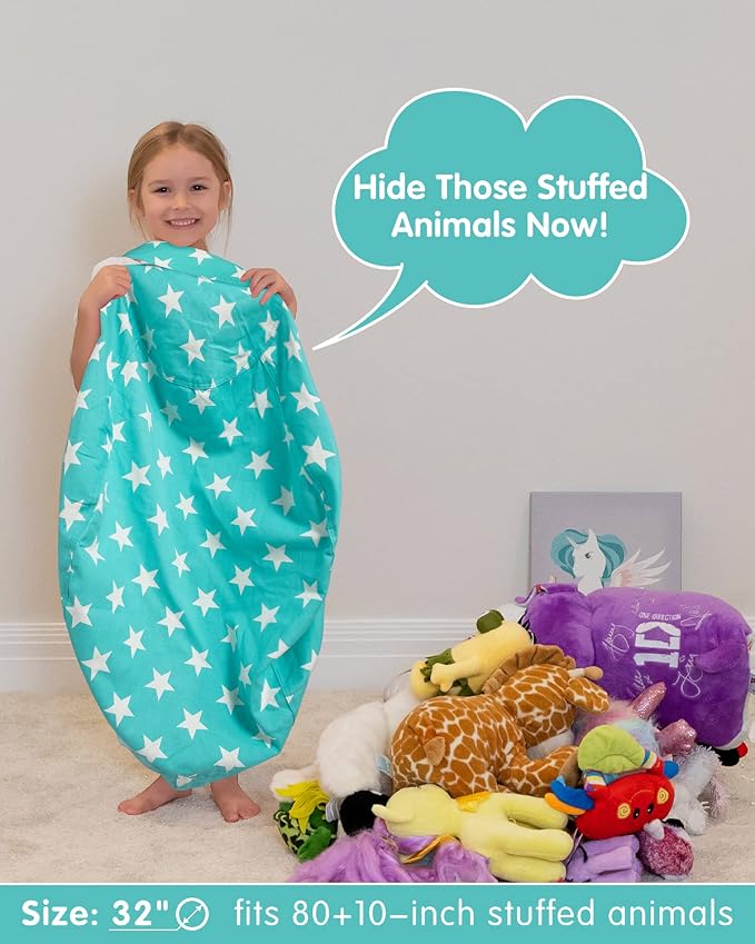 Aubliss Stuffed Animal Bean Bag Storage Chair (Aqua Star, Medium (32'')) - Image 3