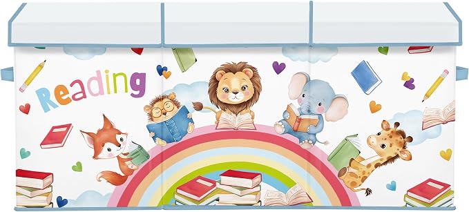 Large Toy Box Collapsible Chest Organizer with Flip Lid for Kids | Oxford Storage Box with Handle for Boy Girl Sturdy Waterproof Organizing Decor for Bedroom Playroom Nursery 37.7×12.5×15.7'' - Image 8