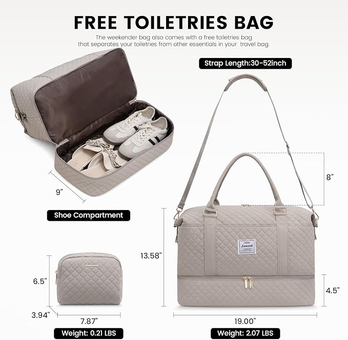 LOVEVOOK Travel Duffle Bag,Weekender Bags for Women with Shoe Compartment，Carry on Overnight Bag with Toiletry Bag,Gym Duffel Bag with Wet Pocket, Hospital Bags for Labor and Delivery - Image 2