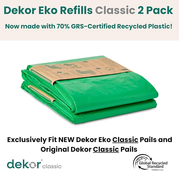 Diaper Dekor CLASSIC Diaper Pail Refills 2 Count Unscented Exclusive End-of-Liner Marking Quick & Easy to Replace Most Economical Refill System for Original and Eko Style Pails (Pack of 12) - Image 3
