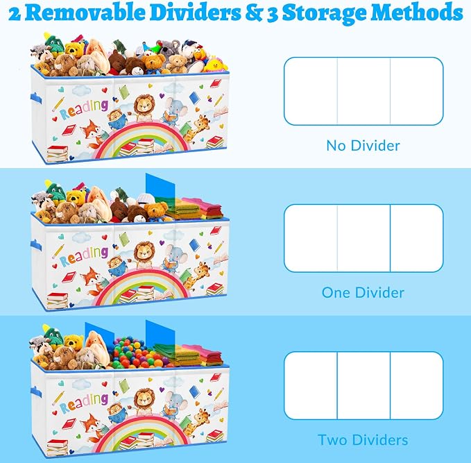 Large Toy Box Collapsible Chest Organizer with Flip Lid for Kids | Oxford Storage Box with Handle for Boy Girl Sturdy Waterproof Organizing Decor for Bedroom Playroom Nursery 37.7×12.5×15.7'' - Image 5