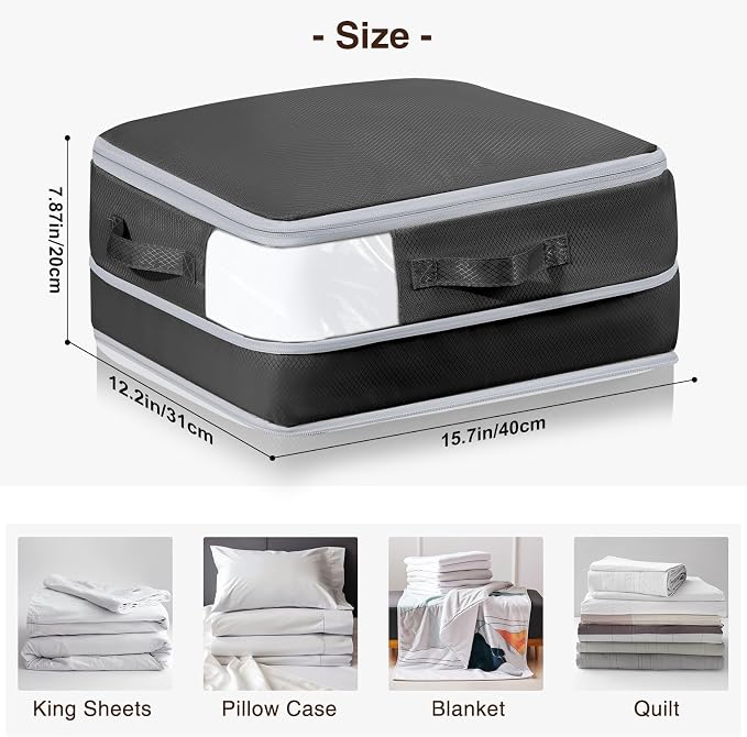 DIMJ Clothes Storage Bag 6 Pack, 19L Compression Storage Bags for Blanket, Sweater, Jacket, Closet, Sheet Storage Organizer with Window Handle, Compression Packing Cubes Space Saver Bags with Zipper - Image 6