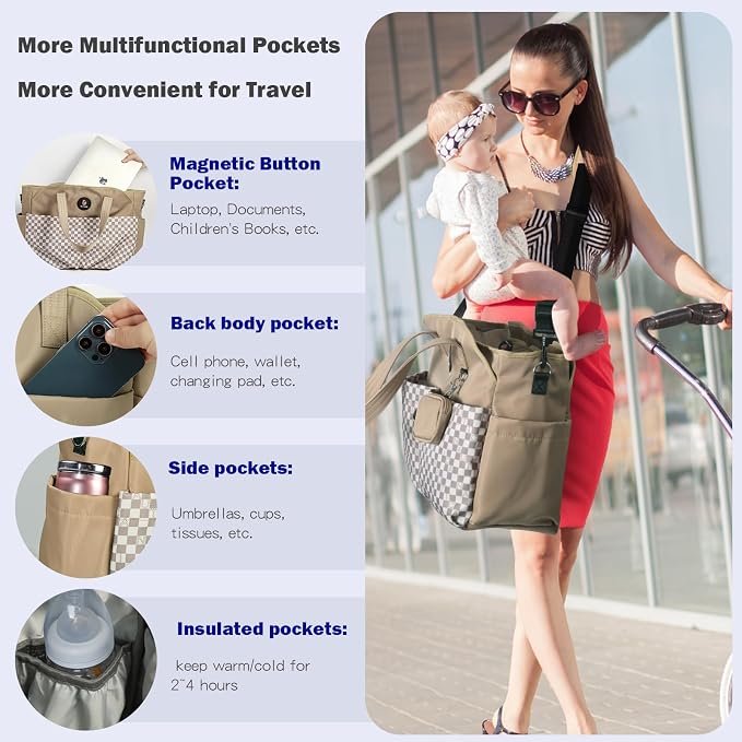 Diaper Bag Tote: Large Tote Baby Bag Boy Diaper Bag Stylish Girl Diaper Bag,Shoulder Mommy Bag - Image 6