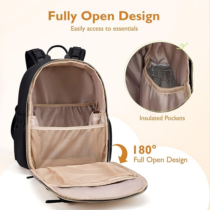 mommore Neoprene Diaper Bag Backpack Small Baby Bag Travel Mini Diaper Backpack for Newborn with Insulated Pockets, Stroller Straps | Water-resistant neoprene Small diaper backpack with Insulated Pockets & Stroller Straps - Image 3