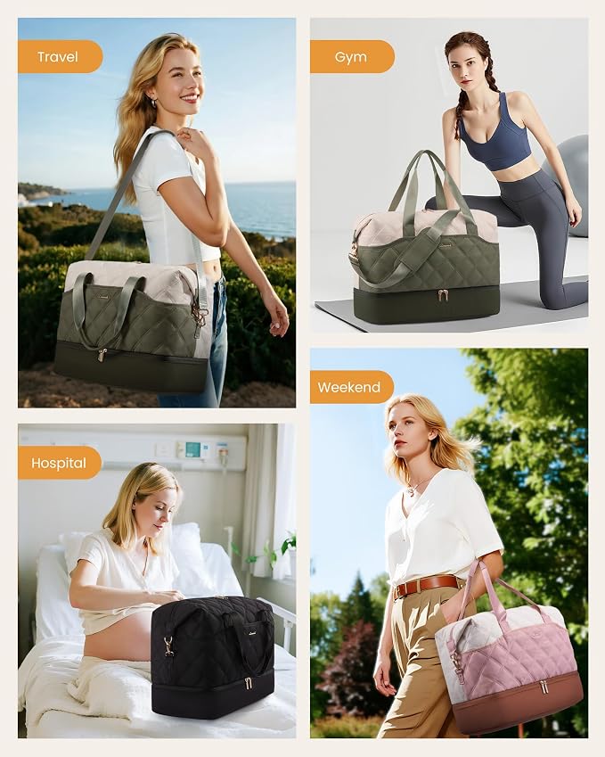 LOVEVOOK Travel Carry On Bag for Women, Lightweight Weekender Bags with Shoe Compartment, Wet Pocket, Hospital Overnight Bags for Women Labor Delivery, Personal Item Duffle Bag for Gym, Sport - Image 2
