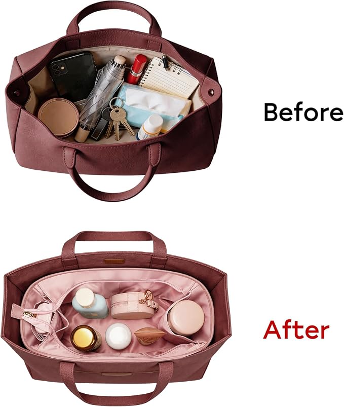 GIVLEFLY Purse Organizer Insert for Tote Bag, 11.81 Inch Satin Bag Organizer with Zipper Pocket, Multi Pocket Handbag Organizer - Image 6