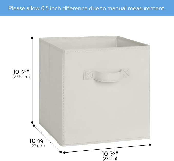 Cupic Cupid 6-Pack 11x11 Storage Cubes, Storage Organizer Bins, Beige | Foldable, Reinforced Front Handle, Holds Clothes, Blankets, Daily Essentials, Fits Closet, Shelves, Bedroom, Nursery - Image 3