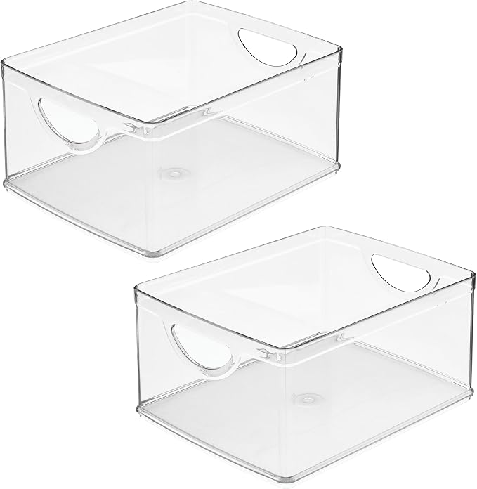 iDesign Pantry Storage Bins with Handles, Set of 2, Clear | Organizer Bins, For Cabinets or Fridge - Image 9