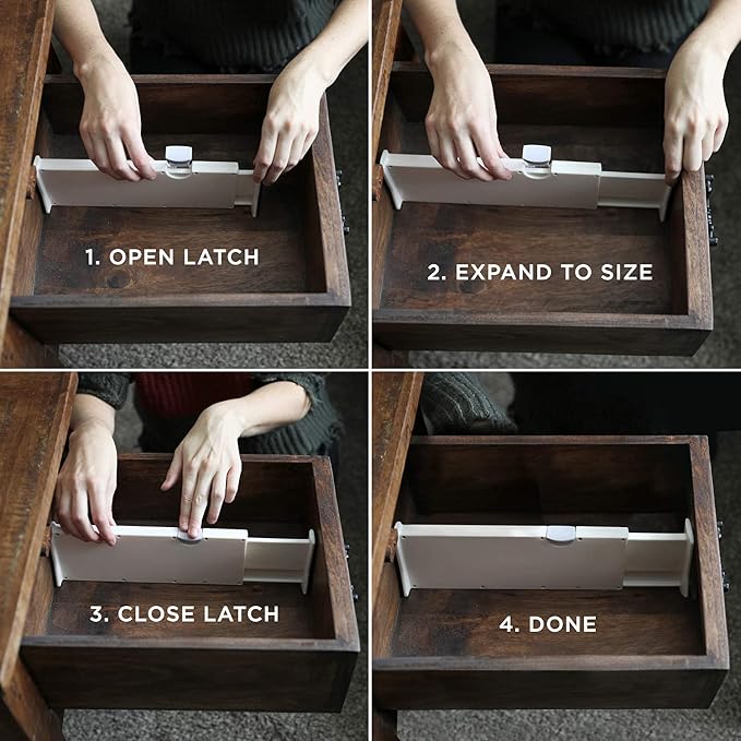 6 Drawer Organizer and Dividers, Organize Silverware and Utensils in Home Kitchen, Divider for Clothes in Bedroom Dresser, Designed to Not Snag Underwear and Bra Fabrics, Bathroom Storage Organizers - Image 3
