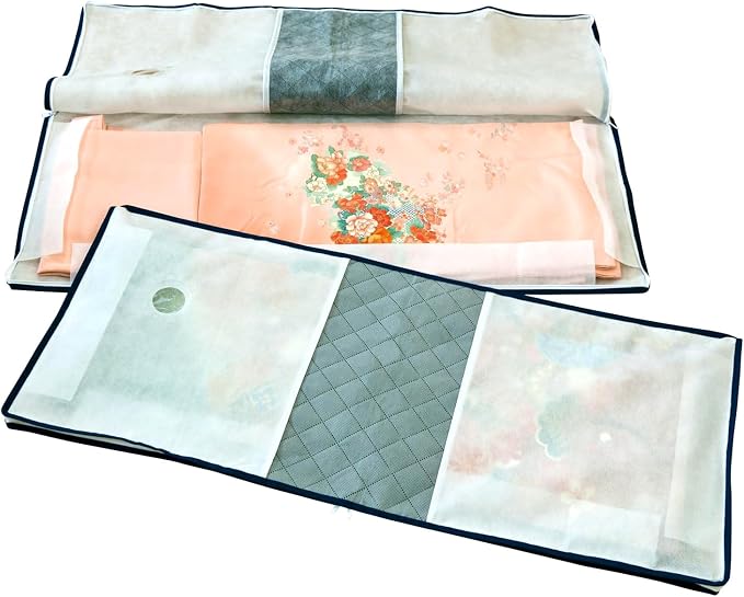 ASTRO 171-22 Kimono Storage Bag, White x Gray, Activated Carbon Deodorizing, 3-Way Opening, Set of 2, Transparent Windows, Non-Woven Fabric, Zipper Type by ASTROSTORAGE