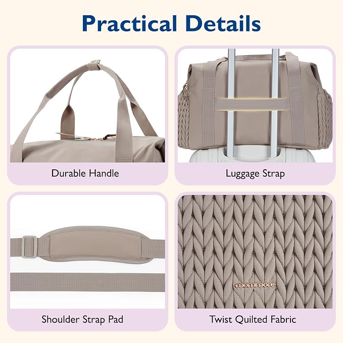 mommore Diaper Bag Tote Large Travel Baby Bag with Pacifier Case | Portable Changing Pad, Insulated Pocket & Stroller Strap, Baby Essentials Maternity Bag , Hospital Bag for Labor Delivery - Image 5