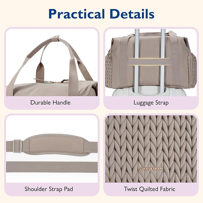 mommore Diaper Bag Tote Large Travel Baby Bag with Pacifier Case | Portable Changing Pad, Insulated Pocket & Stroller Strap, Baby Essentials Maternity Bag , Hospital Bag for Labor Delivery - Image 5