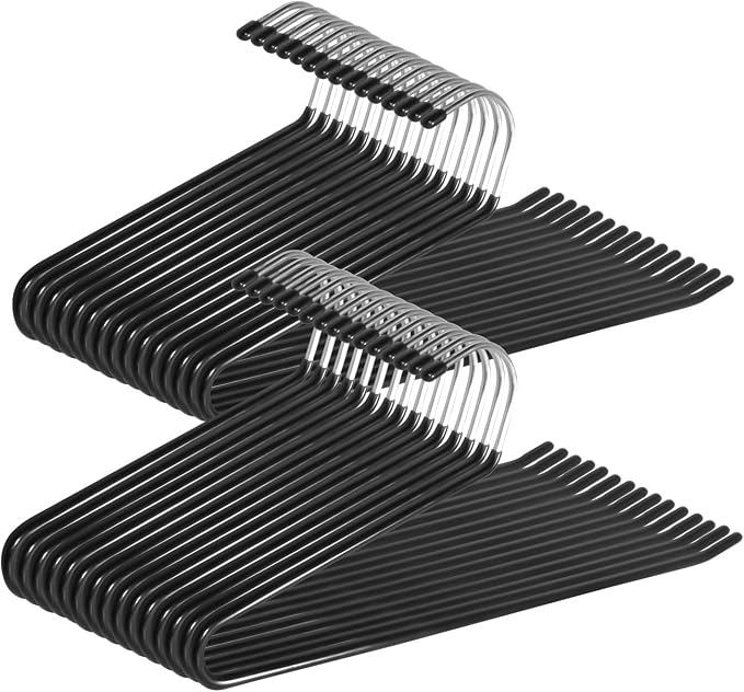 Open Ended Pants Hangers,30-Pack Clothes Hangers Space Saving, Non-Slip Black Metal Hangers, Space Saving Design for Jeans,Slacks,Scarf (Black) by SOULNAMAN