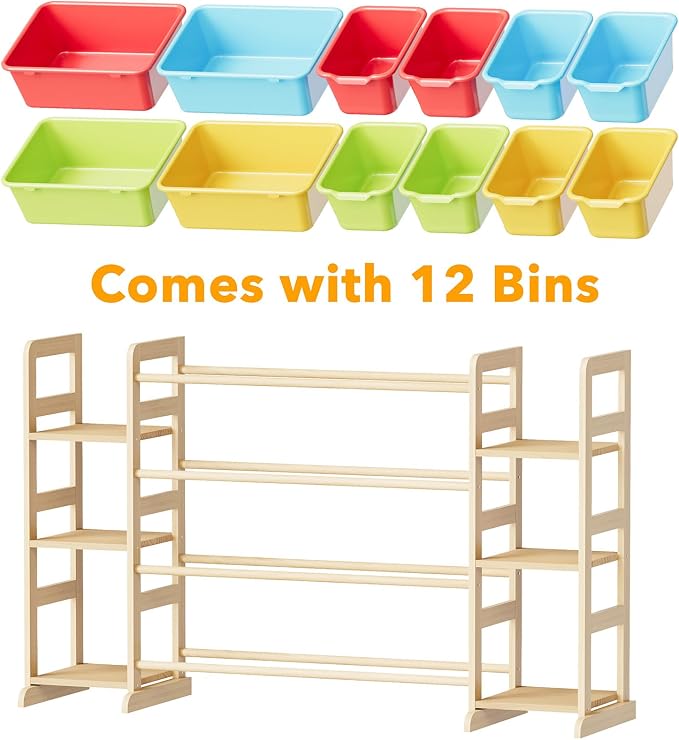 SpaceAid Toy Storage Organizer with 6 Shelves and 12 Bins, Toy Organizers Storage Bookshelf, Kids Bin Shelf Toys Box Bookcase for Bedroom Playroom Organization Room Decor, Multi-Colored - Image 7