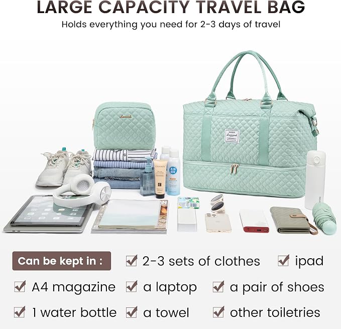 LOVEVOOK Travel Duffle Bag,Weekender Bags for Women with Shoe Compartment，Carry on Overnight Bag with Toiletry Bag,Gym Duffel Bag with Wet Pocket, Hospital Bags for Labor and Delivery - Image 8