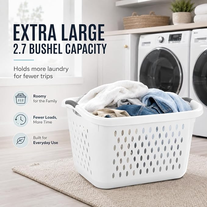 Extra Large Laundry Basket 2.7 Bushel with Handles 2 Pack | 2-Pack 2.7 Bushel Extra Large Laundry Baskets – Holds more per load. Reduces trips to the washing machine. - Image 5