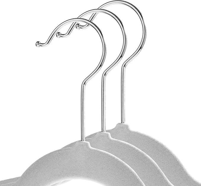 Casafield 100 Velvet Baby Hangers - 11" Size for Infant & Toddler Clothes - Gray - Image 2