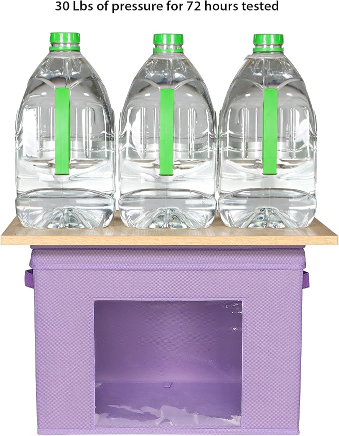 Univivi Fabric Storage Bins with Lids for Closet, 4 Pack, Purple | Fabric Foldable Storage Boxes, Sturdy Collapsible Storage Bins with Clear Window, Storage Cubes for Home, Closet, Shelves - Image 3