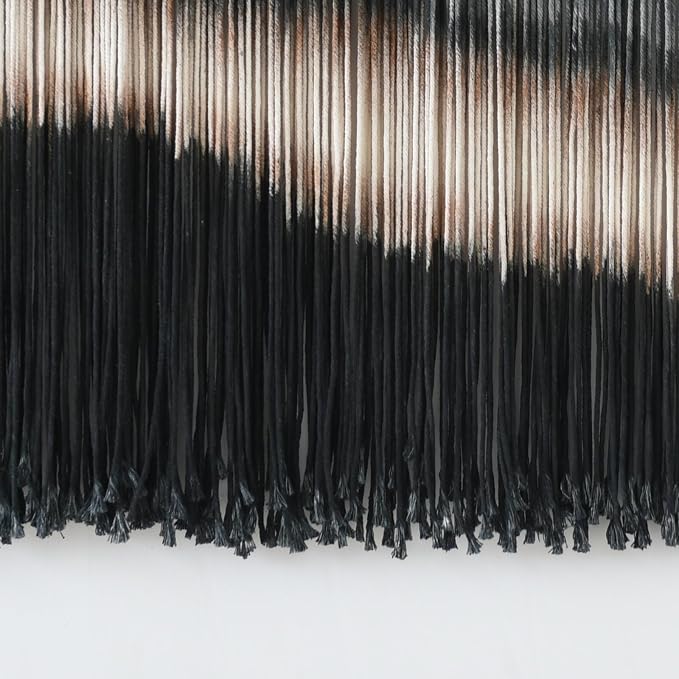 Jakalin Macrame Wall Hanging Black Dip Dye Fiber Tapestry Handmade 57"x35" | Fiber Yarn Wall Art,Craftsmanship,Hand-dip Dyed, Boho Style to Bedrooms, Living Rooms, Nursery ,Couch,or Entryways. - Image 7